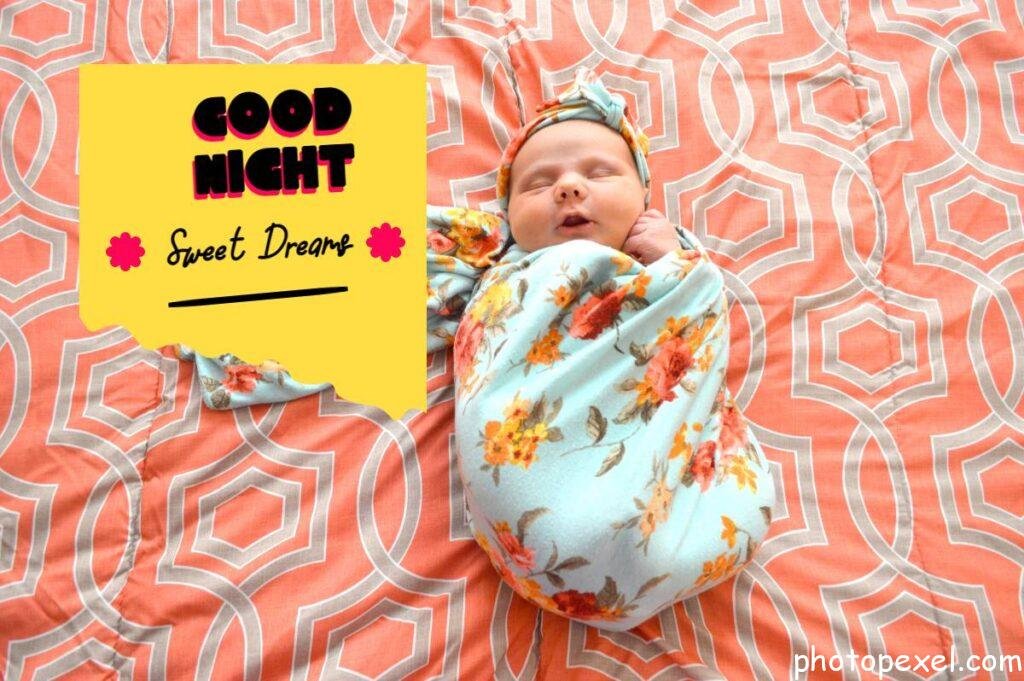 A-Baby-Wrapped-In-A-Floral-Blanket-Good-Night-Images