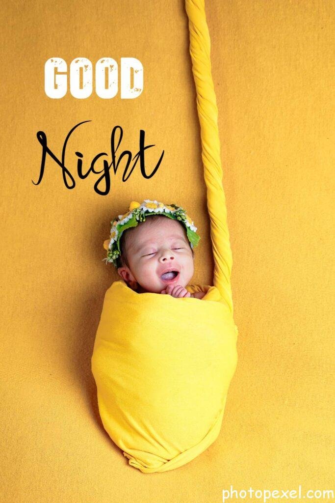 A-Baby-Wrapped-In-Yellow-Blanket-Good-Night-Images