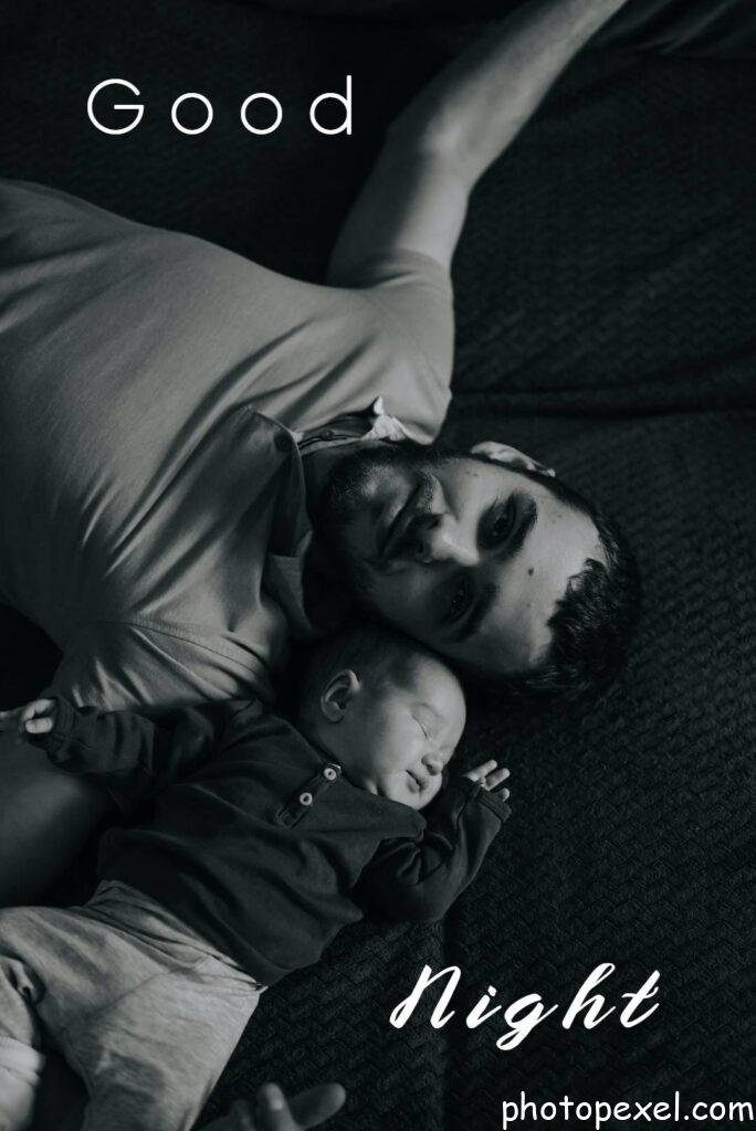 A-Father-And-Baby-Lying-Down-Together-Good-Night-Images