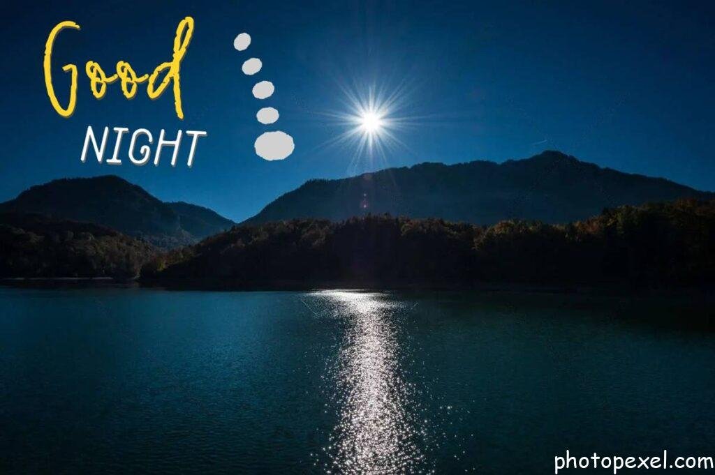 Night-Sky-Moon-Light-Mountain-Highland-Landscape-Lake-Sea-Water-Reflection-Trees-Plant-Nature-Good-Night-Images