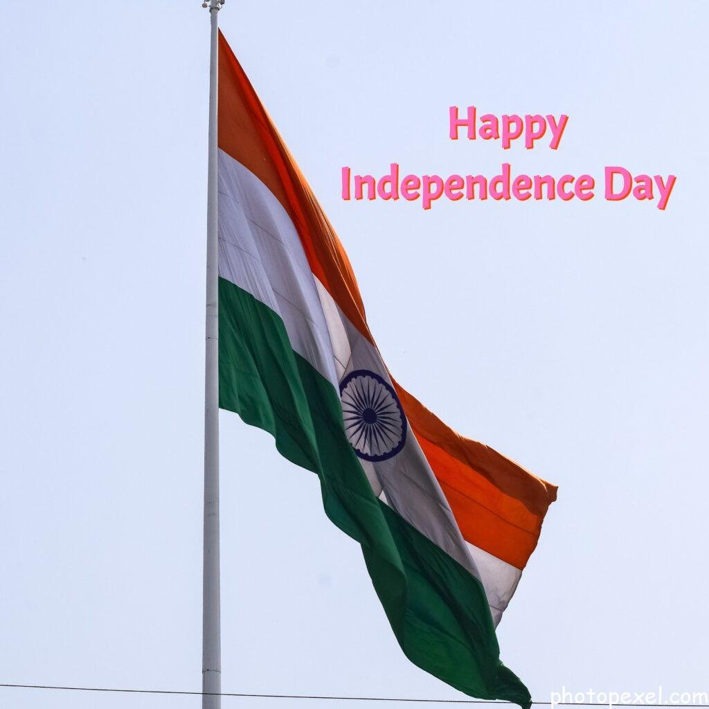 Flag-Of-India-On-Flagpole-Happy-Independence-Day-Images